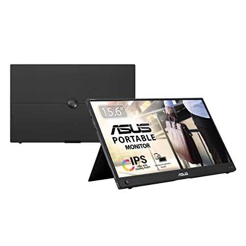 ASUS ZenScreen Go MB16AWP - 15,6 Zoll tragbarer USB Monitor - Full HD 1920x1080, Hybrid Typ-C, Mini HDMI, Autorotation, Kickstand, Akku, Wireless Mirroring, Stativ Sockel - IPS, 16:9, entspiegelt von ASUS