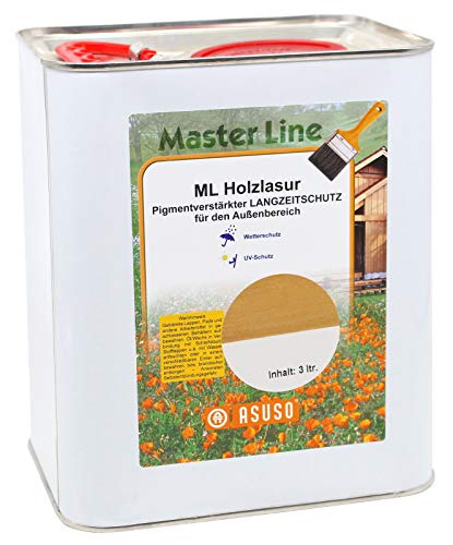 Asuso ML Holzlasur Langzeitschutz 3L Holzschutzlasur für aussen (3L, kastanie) von ASUSO