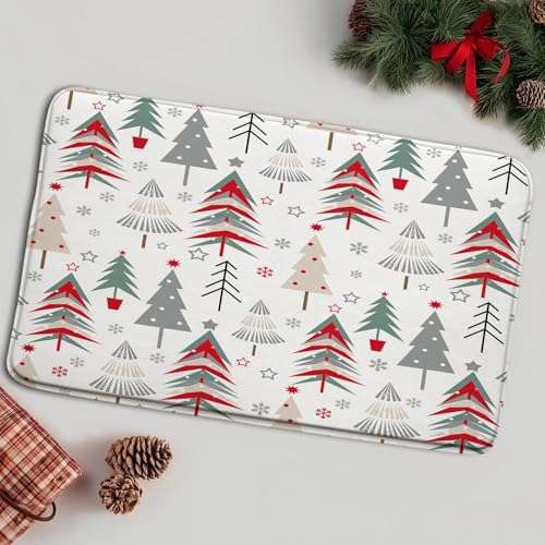 Badematte mit Aufschrift "Merry Christmas", Motiv: Weihnachtsbäume, niedliche Schneeflocke, Winterurlaub, Frohes neues Jahr, Badewannenteppich, Badezimmerdekoration (45,7 x 76,2 cm) von ASVEAS