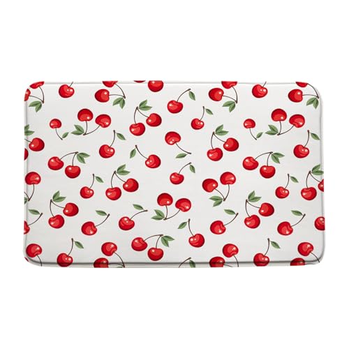 Badematte mit Kirschmotiv, niedliche rote Früchte, grüne Blätter, modern, ästhetisch, mädchenhaft, Badezimmerdekoration, 45,7 x 76,2 cm Badematte mit Kirschmotiv, niedliche rote Früchte, grüne Blätter, modern, ästhetisch, mädchenhaft, Badezimmerdekoration, 45,7 x 76,2 cm von ASVEAS