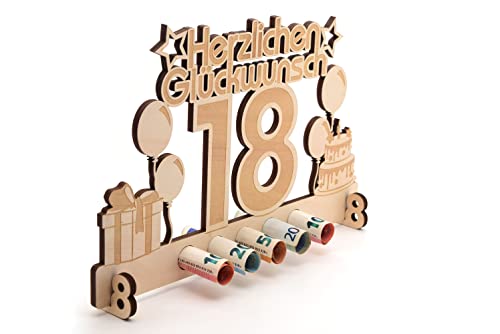 18. Geburtstag Geldgeschenk Holz Mit 18. Geburtstagskarte von ASVP Shop