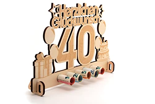 40. Geburtstag Geldgeschenk Holz Mit 40. Geburtstagskarte von ASVP Shop