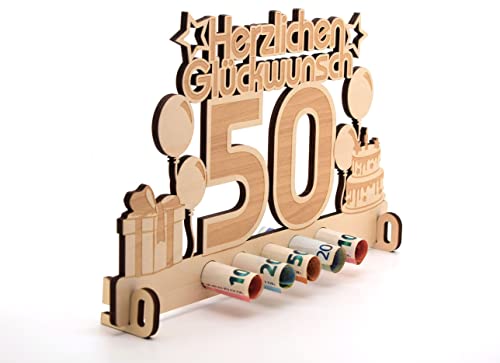 50. Geburtstag Geldgeschenk Holz Mit 50. Geburtstagskarte von ASVP Shop