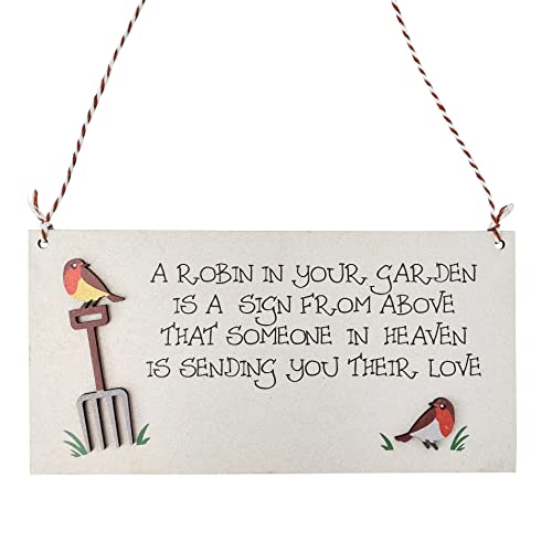 ASVP Shop Robin Geschenktafel mit Rotkehlchen, Rotkehlchen als Zeichen von oben, dass jemand in Himmel seine Liebe sendet, ideal zum Aufhängen im Garten, 20 x 10 cm ASVP Shop Robin Geschenktafel mit Rotkehlchen, Rotkehlchen als Zeichen von oben, dass jemand in Himmel seine Liebe sendet, ideal zum Aufhängen im Garten, 20 x 10 cm von ASVP Shop