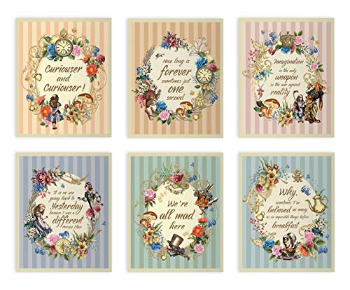 Alice im Wunderland Drucke 12 Stück Requisiten Postkarten Zitate Perfekt für Partys Schlafzimmer Klassenzimmer von ASVP Shop