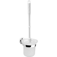 WC-Bürstengarnitur EIGHT, Glas rund milchig, Griff Kunststoff weiß, Bürste weiß von ASW