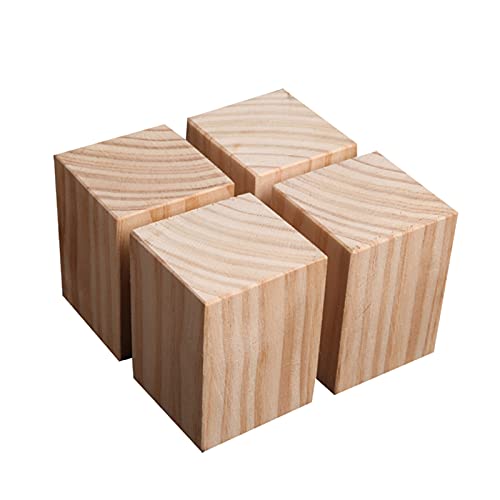 Möbelbeine Naturholz,4-Quadratfuß-Sofa-Set,für Betten,Couchtische,Stühle,kann die Möbelhöhe erhöhen,Starke Tragfähigkeit,Schrankbeine,8x8x3cm / 331.2in lianshanwang (Size : 8x8x10cm/3 * 3 * 4in) von ASXCAQ