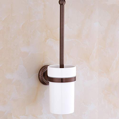 ASXSY WC-Bürstenhalter-Set zur Wandmontage, mit Bürste und Tasse, aus Messing und Keramik, Retro-Braun, Bronze-Oberfläche für WC, Antikbronze von ASXSY
