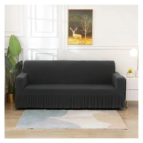 ASYBFLI 1/2/3/4-Sitzer, geometrischer, elastischer Sofarockbezug, Stretch-Spandex-Sesselbezüge for Wohnzimmer, verstellbare Sofabezüge(Dark Grey,Large(190-230cm)) von ASYBFLI