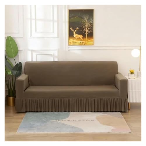 ASYBFLI 1/2/3/4-Sitzer, geometrischer, elastischer Sofarockbezug, Stretch-Spandex-Sesselbezüge for Wohnzimmer, verstellbare Sofabezüge(Khaki,XLarge(235-300cm)) von ASYBFLI