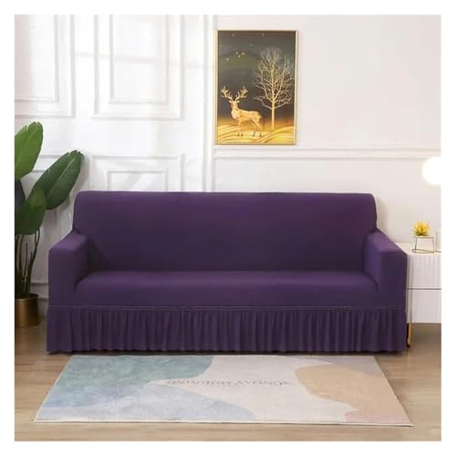 ASYBFLI 1/2/3/4-Sitzer, geometrischer, elastischer Sofarockbezug, Stretch-Spandex-Sesselbezüge for Wohnzimmer, verstellbare Sofabezüge(Purple,Large(190-230cm)) von ASYBFLI