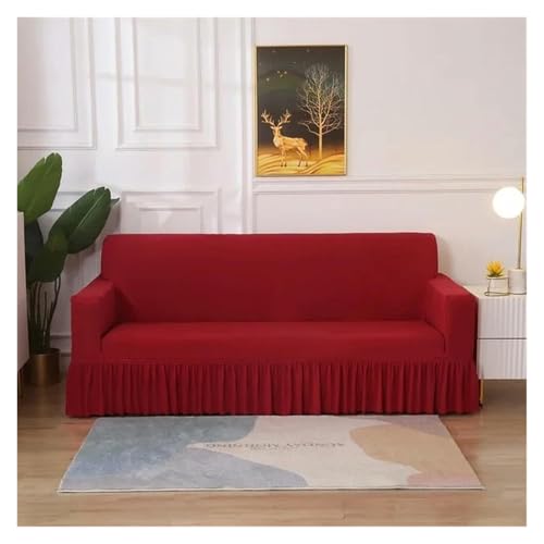 ASYBFLI 1/2/3/4-Sitzer, geometrischer, elastischer Sofarockbezug, Stretch-Spandex-Sesselbezüge for Wohnzimmer, verstellbare Sofabezüge(Red,XLarge(235-300cm)) von ASYBFLI