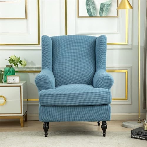 ASYBFLI Sesselbezug, Stretch-Ohrensesselbezug, 2-teiliger Ohrensesselbezug mit gepolstertem Bezug, weicher, waschbarer Sessel-Möbelschutz for Wohnzimmer, Schlafzimmer(Sky Blue) von ASYBFLI