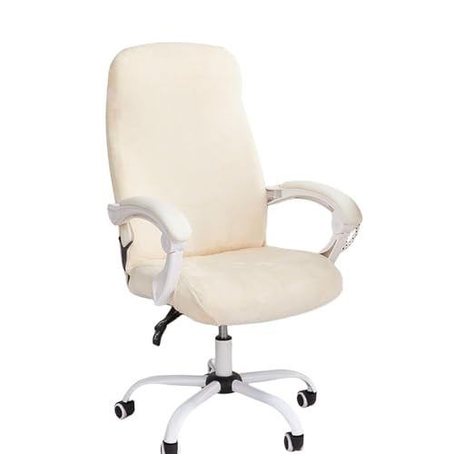 ASYBFLI Stretch-Stuhlbezug for Computer- und Bürostühle aus Samt, dehnbarer universeller Schreibtischstuhlbezug mit hoher Rückenlehne, Schutzhülle for Drehstühle(Beige,M) von ASYBFLI