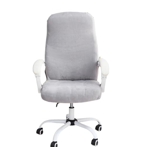 ASYBFLI Stretch-Stuhlbezug for Computer- und Bürostühle aus Samt, dehnbarer universeller Schreibtischstuhlbezug mit hoher Rückenlehne, Schutzhülle for Drehstühle(Light Gray,S) von ASYBFLI