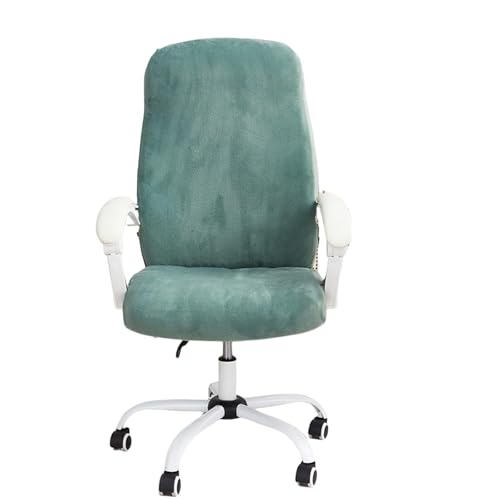 ASYBFLI Stretch-Stuhlbezug for Computer- und Bürostühle aus Samt, dehnbarer universeller Schreibtischstuhlbezug mit hoher Rückenlehne, Schutzhülle for Drehstühle(Light Green,L) von ASYBFLI