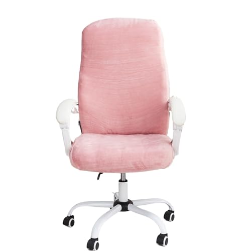 ASYBFLI Stretch-Stuhlbezug for Computer- und Bürostühle aus Samt, dehnbarer universeller Schreibtischstuhlbezug mit hoher Rückenlehne, Schutzhülle for Drehstühle(Pink,L) von ASYBFLI