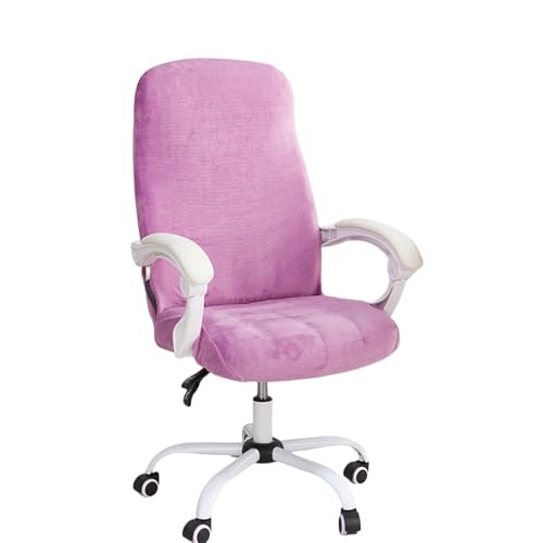 ASYBFLI Stretch-Stuhlbezug for Computer- und Bürostühle aus Samt, dehnbarer universeller Schreibtischstuhlbezug mit hoher Rückenlehne, Schutzhülle for Drehstühle(Purple,L) von ASYBFLI