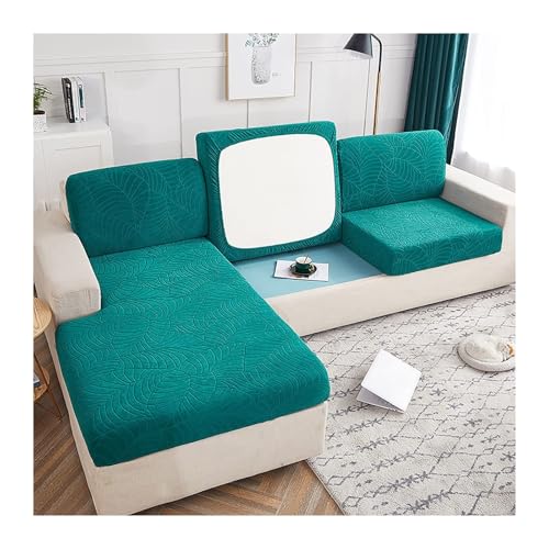 ASYBFLI Wasserdichter Sofakissenbezug, Sofakissenbezug for Sektionssofa, weicher, dehnbarer, Abnehmbarer Sitzkissenbezug, Stretch-Sofakissen-Möbelschutz(Green a,2 Seater) von ASYBFLI