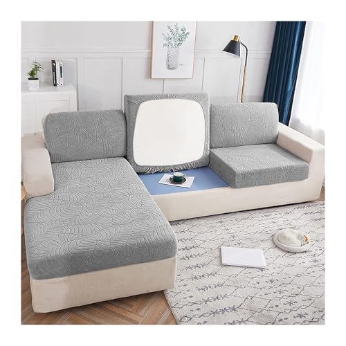 ASYBFLI Wasserdichter Sofakissenbezug, Sofakissenbezug for Sektionssofa, weicher, dehnbarer, Abnehmbarer Sitzkissenbezug, Stretch-Sofakissen-Möbelschutz(Light Gray,X-3 Seater) von ASYBFLI
