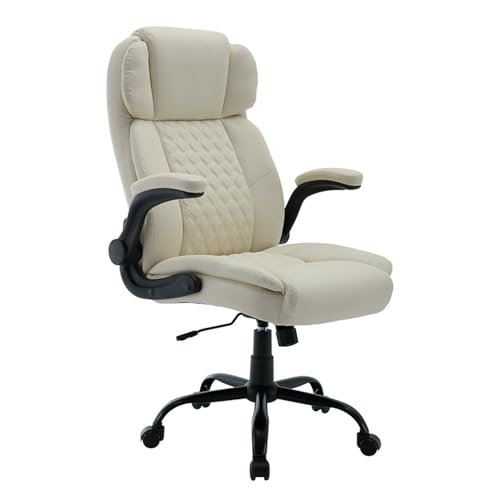 ASYHONG Binded Leder Ofice Stuhl, Commercial Executive Office Desk Chair mit Flip-up-Armlehnen und einstellbare Höhe, Neigung und Lendenwirbelsäule, B1, B1 KeYJ von ASYHONG