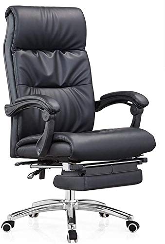 ASYHONG Ergonomic High Back Leder Executive Office Stuhl mit verstellbarem Neigungswinkel Drehbein und Lendengestütze Dicke gepolsterte Sitzarmlehne ideal für Computertisch und Spiele, Schwarz KeYJ von ASYHONG
