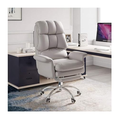 ASYHONG Ergonomic High -Back -Office -Stuhl mit Fußstütze - Modern PU Leder -Schwenk -Executive Desk Chair, Liege & einstellbar - für Home Office & Commercial Use (Grey) KeYJ von ASYHONG