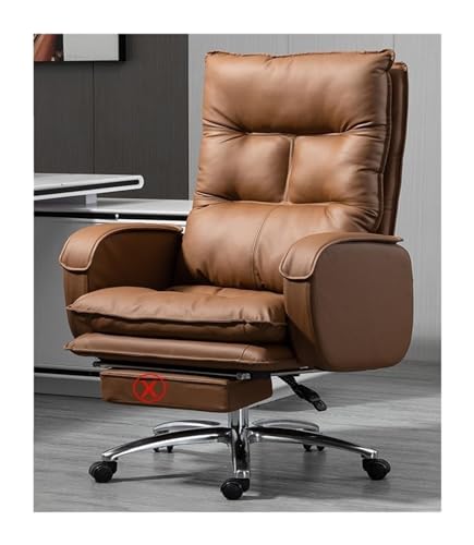ASYHONG Ergonomic Home Office Desk Stuhl Leder Drehstuhl für komfortable Arbeiten, Brownno Pedal KeYJ von ASYHONG