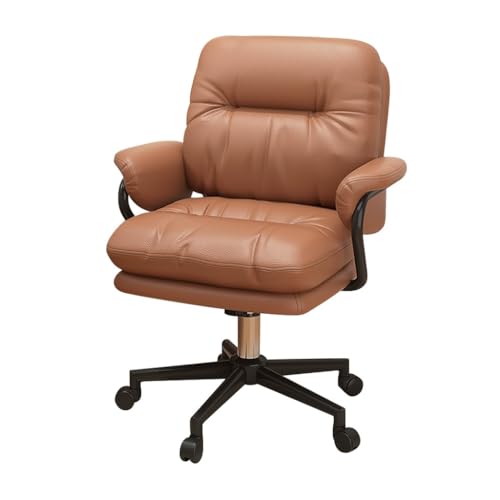 ASYHONG Ergonomic Home Office Stuhl mit Armlehnen Einstellbarer Höhe Computer Schreibtisch Stuhl Bequeme Schwenkstuhl für Lernen und Schlafzimmer braune Schwarze Beine, braune Beine KeYJ von ASYHONG