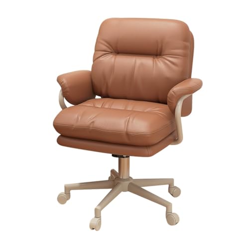 ASYHONG Ergonomic Home Office Stuhl mit Armlehnen einstellbare Höhe Computer Schreibtisch Stuhl Bequeme Schwenkstuhl für das Lernen und Schlafzimmer braune Schwarze Beine, Brownwhite Beine KeYJ von ASYHONG