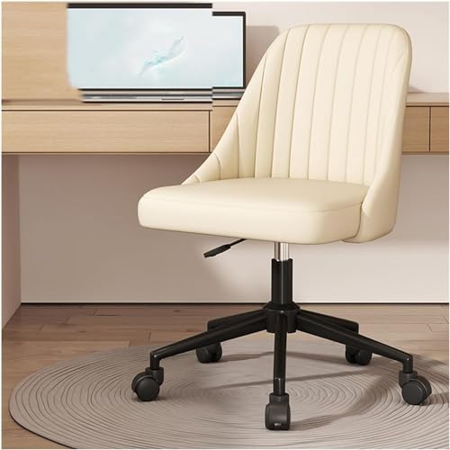ASYHONG Ergonomisch Armless PU Leder Schreibtischstuhl mit Heavy Duty Metal Basis Schwenk Home Office Stuhl für Ankleidezimmer, Whitea KeYJ von ASYHONG