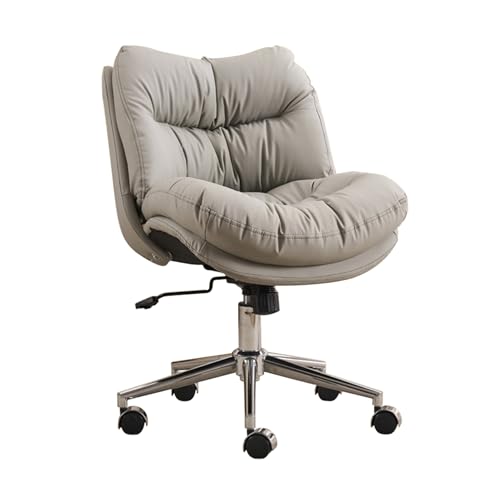 ASYHONG Ergonomische Mid -Rücken -Leder -Office -Schreibtischstuhl mit Verstellbarer Größe und 660 lbs Gewichtskapazität Neigungsfunktion von Weiß, Grau KeYJ von ASYHONG