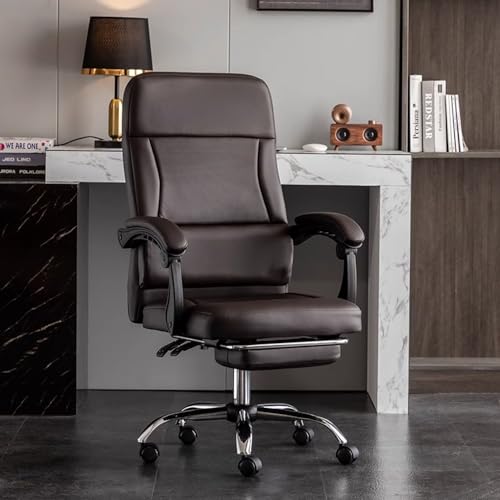 ASYHONG Ergonomische PU Leather Executive Liegestuhl mit Fußstütze Unterstützung zusätzlicher gepolsterter Armlehne Einstellbarer Rest Rest HEGE DURCHT KeYJ von ASYHONG