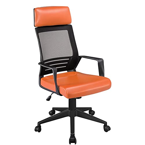 ASYHONG Ergonomischer Bürostuhl atmungsaktivem Mesh High Rücken Computer Stuhl Verstellbare Kopfstütze und Lendenbetreuung Home Schreibtischstuhl (Arancione) KeYJ von ASYHONG