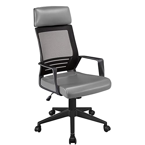 ASYHONG Ergonomischer Bürostuhl atmungsaktivem Mesh High Rücken Computer Stuhl Verstellbare Kopfstütze und Lendenhalter für Home Desk Stuhl (Grau) KeYJ von ASYHONG