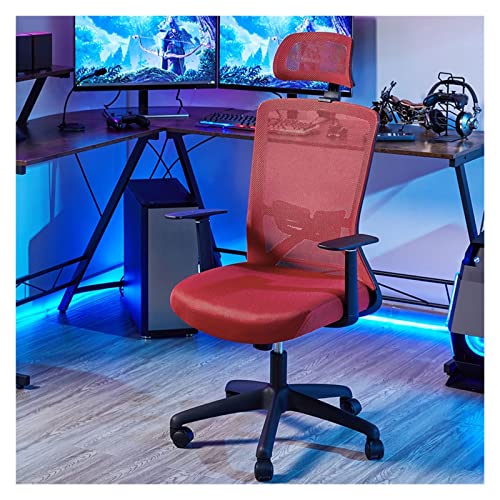 ASYHONG Ergonomischer Bürostuhl mit Armlehre Moderne komfortable atmungsaktive Schreibtischstühle mit Rädern High Back Computer Stuhl für Büro oder Spiele (Rojo) KeYJ von ASYHONG