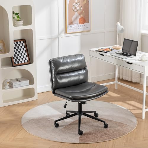 ASYHONG Ergonomischer schwarzer Leder -Office -Stuhl mit Verstellbarer Höhe 360 ° drehbarer weicher Kissensitz und Rädern ideal für Home Offices Studios und Schlafzimmer, Greyongröße KeYJ ASYHONG Ergonomischer schwarzer Leder -Office -Stuhl mit Verstellbarer Höhe 360 ° drehbarer weicher Kissensitz und Rädern ideal für Home Offices Studios und Schlafzimmer, Greyongröße KeYJ von ASYHONG