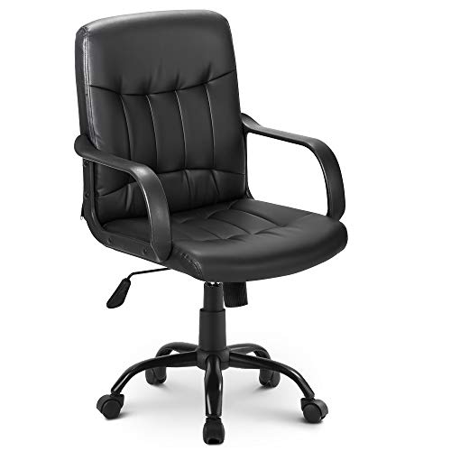 ASYHONG Ergonomischer schwenkbarer Bürostuhl mit neigbarer Funktion schwarz PU Leder 360 ° Rotationsschwamm Kissen Sitz ideal für das Lernen oder Lounge, BlackOne Größe KeYJ von ASYHONG