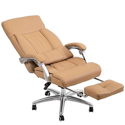 ASYHONG High Back Executive Office Stuhl Gaming Chair mit Lendenwirbelsäulenunterstützung Footder Schwenk PU Leder Office Chair für Konferenzraumstudienzimmer (Beige) KeYJ von ASYHONG