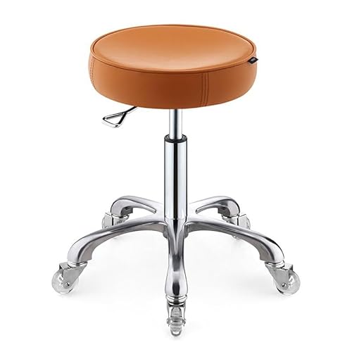 ASYHONG Leder -Spa -Hocker mit Rädern Height Verstellbarer Drehhocker für Salonküche und Bürostuhl für Komfort und Mobilität, Orange2 KeYJ von ASYHONG