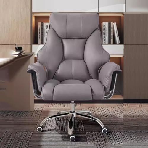 ASYHONG Luxus hoher Rückenleiter Office Stuhl mit ergonomischem Design Leder Polster Drehfunktion Verstellbarer Höhe und Latexsitzpolster Big Boss Stuhl für ultimative Komfort, Grau/a KeYJ von ASYHONG