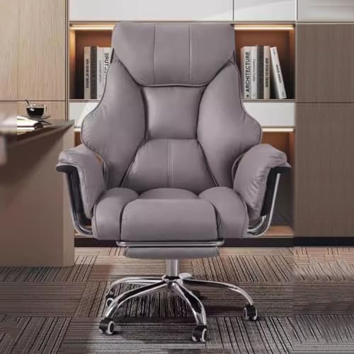 ASYHONG Luxus hoher Rückenleiter Office Stuhl mit ergonomischem Design Leder Polster SWIVE Funktion VERITIGTE Hehn UND Latex SEAT PLOSS Big Boss Stuhl für ultimative Komfort, Grau/B KeYJ von ASYHONG