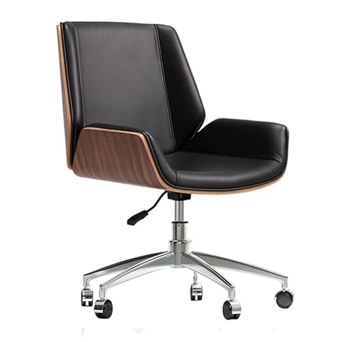 ASYHONG Mid Back Office Stuhl mit Rädern Ergonomischer Schwenk Computerstuhl mit Armen Verstellbarer Höhe Task Stuhl Leder Sessel mit Aluminiumlegierung Füße Creme Farbe, schwarz KeYJ ASYHONG Mid Back Office Stuhl mit Rädern Ergonomischer Schwenk Computerstuhl mit Armen Verstellbarer Höhe Task Stuhl Leder Sessel mit Aluminiumlegierung Füße Creme Farbe, schwarz KeYJ von ASYHONG