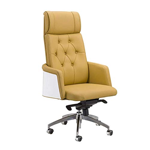 ASYHONG Moderne PU -Leder -Executive Office Stuhl Einstellbare Höhe Schwenkanlieger Arm Sitzgas Lift Ergonomic Home Schreibtischstuhl, beiegemisches Leder KeYJ von ASYHONG