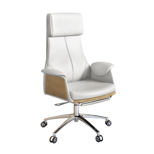 ASYHONG Moderner Executive Office Stuhl komfortable Schwenkstuhl für Home Office Desk Ergonomische PU Leder High Back Computer Stuhl Schwarz, Whitecowhidehigh Back KeYJ von ASYHONG