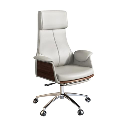ASYHONG Moderner Executive Office Stuhl komfortabler Schwenkstuhl für Home Office Desk Ergonomische PU Leder High Back Computer Stuhl Schwarz, Greycowhidehigh Back KeYJ von ASYHONG
