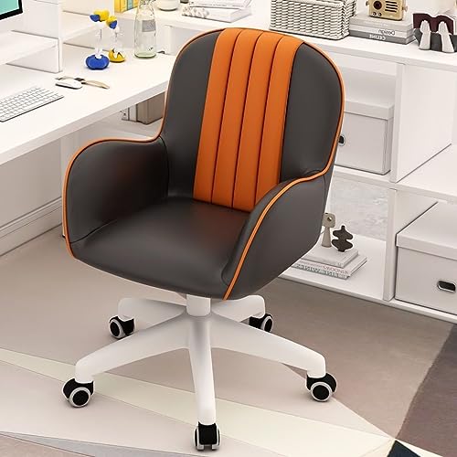 ASYHONG Moderner Home Office Stuhl mit PU -Leder -Polster und drehbares rollendes Design Ergonomischer Schreibtischstuhl mit Armen für Computerspielstudien und Schlafzimmer Verwenden Sie dunkelgraue von ASYHONG