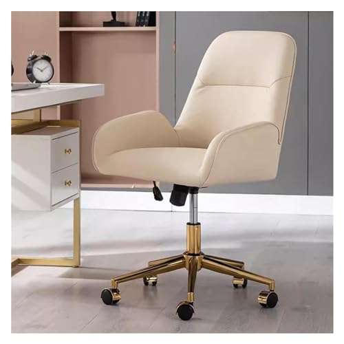 ASYHONG Moderner PU -Leder -Essstuhl mit verstellbarem Schwenk -Task -Büro -Sessel für kleine Räume grau, Beige KeYJ von ASYHONG