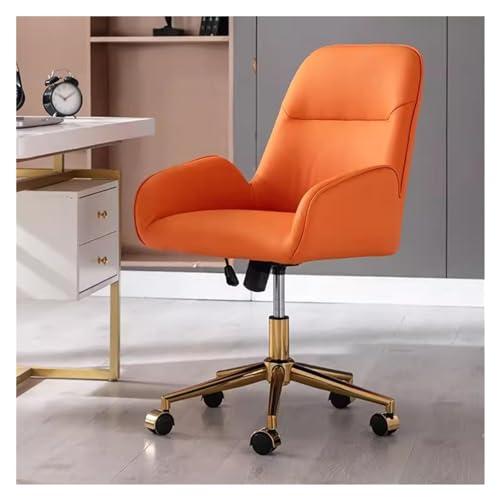 ASYHONG Moderner PU -Leder -Essstuhl mit verstellbarem Schwenk -Task -Büro -Sessel für kleine Räume grau, Orange KeYJ von ASYHONG