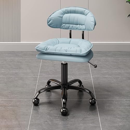 ASYHONG Moderner Verstellbarer Schwenkstuhl mit Leder -Sitzrücklehne und Fußstütze perfekt für Studio Nagel Tech und Home Office Low -Profil -Rollhock für Komfort und Stil, BlueOne Größe KeYJ von ASYHONG
